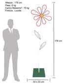 Appendiabiti da Terra 33x33x178 cm in Ferro Battuto Margherita Rosso