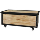 Panca Contenitore da 121L con 4 Rotelle e Maniglie 100x50x43 cm in Legno e Acciaio Colore Legno