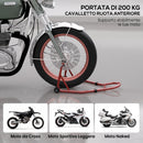 Cavalletto Anteriore per Moto 70x47x34,5 cm con Tappetino Antiscivolo e Adattatori Regolabili Capacità 200 kg in Acciaio e PP      