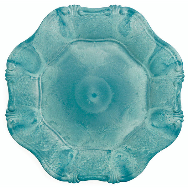 online Set mit 6 Platztellern aus Kunststoff Ø 34 cm Villa d'Este Hippie Petroleum Blue Scalloped