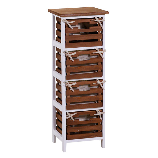 Kommode mit 4 Schubladen aus Holz 30x27x85cm Adami Atena Nussbaum und Weiß online