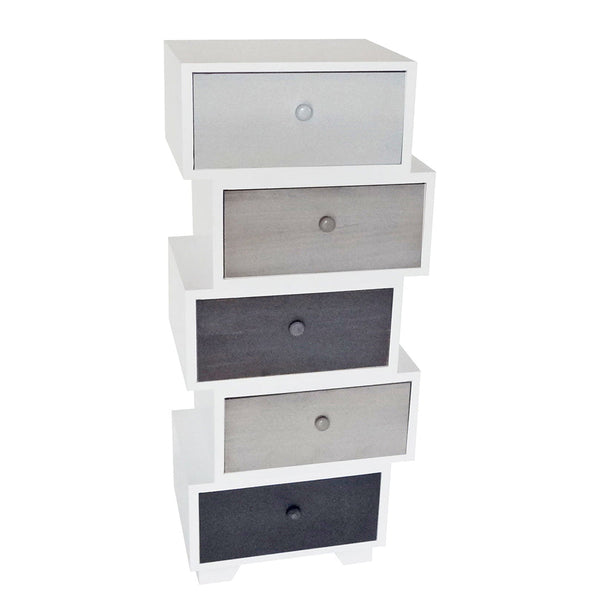 Gemeinsam teilbare Kommode mit 5 Schubladen aus Fadi White Paulownia-Holz sconto