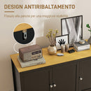 Mobile Contenitore 120x40x70 cm con 2 Armadietti a 2 Ripiani Regolabili su 3 Altezze in MDF Nero e color Legno      