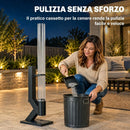 Stufa a Pellet da Esterno 13 kW 53x25x141 cm con Tubo in Metallo e Vetro Nero      