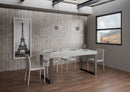 Tavolo Allungabile 140-400x90x77 cm Tecno Premium Bianco Frassino Telaio Antracite 