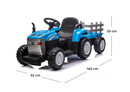 Trattore Elettrico per Bambini 12V con Rimorchio Blu