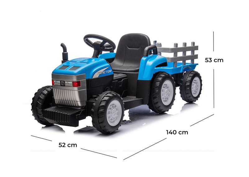 Trattore Elettrico per Bambini 12V con Rimorchio Blu  