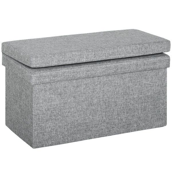 Panca Contenitore 76x50x73 cm con Schienale e Vano da 77L Rivestimento in Tessuto Grigio prezzo