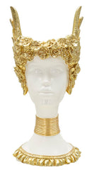 Scultura Athena 15x14,5x32 cm in Resina Bianco e Oro      
