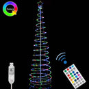 Albero di Natale Luminoso a Spirale Ø57,5x210 cm con 200 LED RGB e Telecomando in Ferro e PVC      