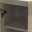 Camino Elettrico da Pavimento Effetto Fiamma 126x78x83 cm 900W/1800W in Legno Bianco