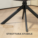 Poltrona Girevole da Camera da Letto 60x61x88 cm con Gambe Angolate in Acciaio in Tessuto Effetto Lino Nero      