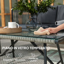 Set Salotto da Giardino con 2 Poltrone Divanetto e Tavolino da Caffè in Vetro in Rattan Grigio   