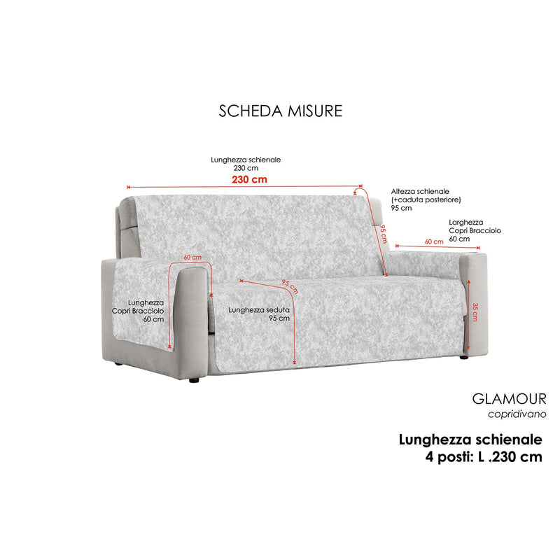 Copridivano con Copri Braccioli in Poliestere e Cotone Beige Varie Misure