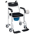 Sedia a Rotelle con WC Impermeabile 4 in 1 53x97x 97 cm in Alluminio e Plastica Nero   