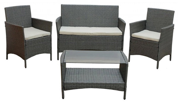 Garten-Lounge-Set aus Polyrattan-Sofa, 2 Sesseln und Bauer Menorca Grey Couchtisch acquista