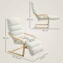 Poltroncina Relax 67x93-114x105 cm con Rivestimento in Velluto e Poggiapiedi Regolabile in Legno Crema      