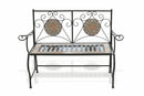 Panca da Giardino 123x53x91 cm in Ferro Battuto con Mosaico Soriani Cipro