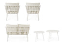 Set 5 Pezzi Salotto da Giardino con Divano 2 Poltrone e 2 Tavolini in Acciaio e PP Nixie Bianco 
