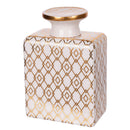 Bottiglia per Profumatore Ambiente 9x5,5x13,2 cm 300 ml in Ceramica VdE Tivoli 1996 Charleston Bianco/Oro