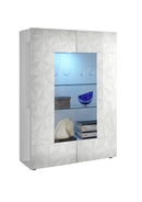 Mobile Vetrina 2 Ante 120x42x166 cm in Legno TFT Praga Bianco Lucido