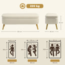 Panca Fondo Letto Contenitore 120x42x45 cm in Tessuto Teddy e Gambe in Legno Beige   