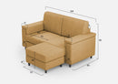 Divano 2 Posti con Pouf 168x145x85 cm Marrak in Tessuto Ocra