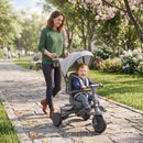Triciclo per Bambini 6 in 1 con Maniglione di Spinta e Sedile Girevole 111,5x52x98 cm Grigio      