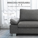 Divano 2 Posti 200x88x86 cm Seduta Imbottita e Braccioli Regolabili in Similpelle Grigio