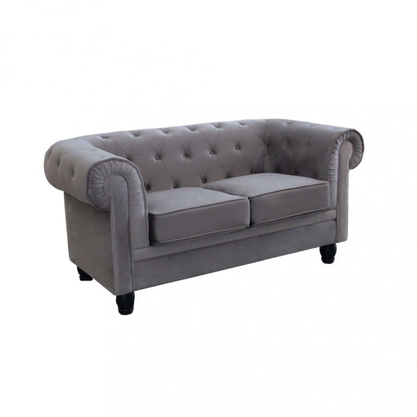 Chesterfield 2-Sitzer-Sofa 152 x 74 x 82 h cm in grauem Samt prezzo