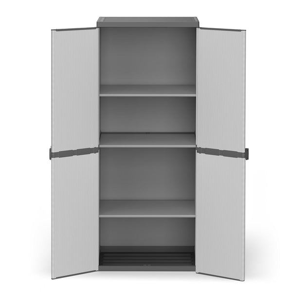 prezzo Outdoor-Schrank 68 x 39,5 x 168 cm, 2 Türen, 4 Regale aus grauem Harz