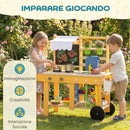 Cucina Giocattolo per Bambini 84,2x34,4x90 cm con 15 Accessori in Legno di Abete e PP Giallo      