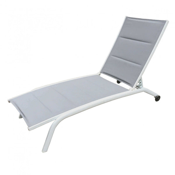 prezzo Itaca Stapelbare Garten-Sonnenliege 194 x 71 x 83 h cm in weißem Textilene