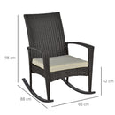 Sedia a Dondolo con Braccioli 66x88x98 cm in Rattan Marrone