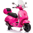 Moto Elettrica per Bambini Piaggio Vespa GTS SUPER 12V Full Optional con Bauletto Fucsia 