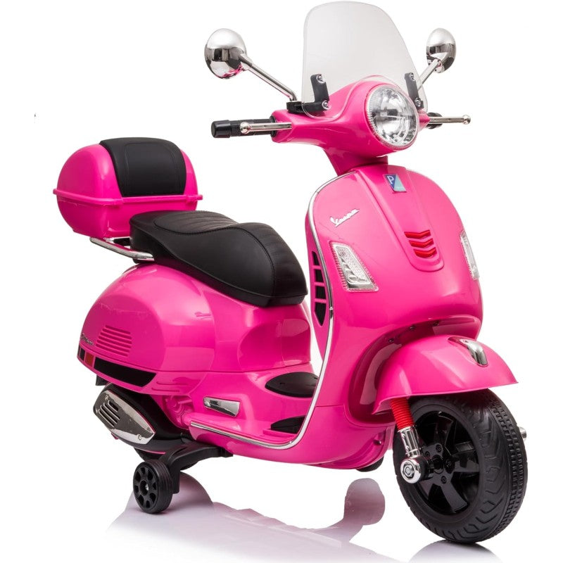 Moto Elettrica per Bambini Piaggio Vespa GTS SUPER 12V Full Optional con Bauletto Fucsia 