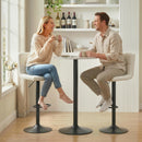 Set 2 Sgabelli da Bar 39,5x44x88-110 cm Regolabili con Poggiapiedi in Pelle PU e Acciaio Crema      