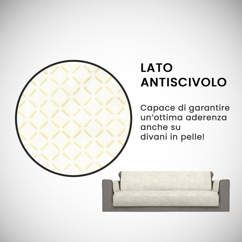 Copridivano con Copri Braccioli in Poliestere e Cotone Panna Varie Misure