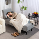 Poltrona Chaise Longue 146x61x82,5 cm Con Sponte e Cuscino Rivestimento Trapuntato Effetto Velluto Grigio  