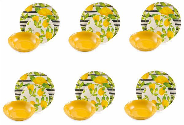 sconto Tafelservice 18 Teile aus Porzellan und Soriani-Steinzeug Sorrento Yellow