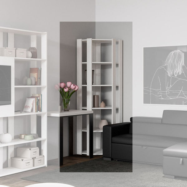 Libreria Angolare Moderna 5 Ripiani 60,3x60,3x205 cm in nobilitato Bianco online