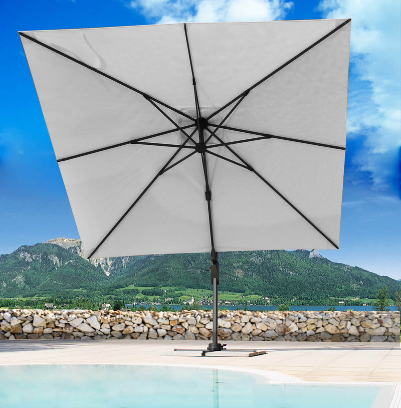 Ombrellone da Giardino Decentrato 3x3m in Alluminio Telo in Poliestere Mosini Jazz Grigio e Bianco