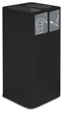 Pattumiera Per Raccolta Rifiuti 38x38xh80 cm In Acciaio Verniciato con Coperchio Basculante Nero