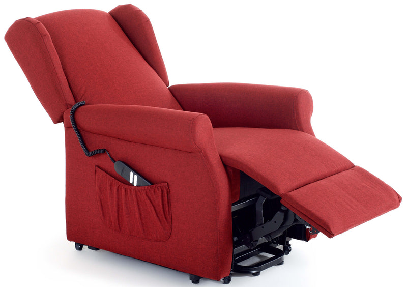 Poltrona Alzapersona Elettrica 2 Motori in Tessuto Vittoria Rossa