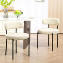 Set 2 Sedie Sala da Pranzo 51x51x76 cm in Tessuto Sherpa con Gambe in Acciaio Beige      
