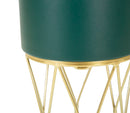Porta Vasi Grent Stand Set 2 Pz Ø23x70 cm - Ø19x50 cm in Ferro Verde e Oro      