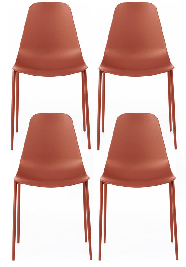acquista Set 4 Sedie 49x48,5xH88 cm in Polipropilene Frida Ruggine