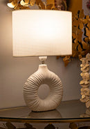 Lampada da Tavolo Seta Bianca 28,5x15x43 cm in Ceramica e Ferro e Tessuto Bianco      