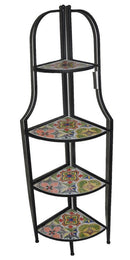 Portapiante ad Angolo 4 Ripiani da Giardino 30x41x131 cm in Metallo con Mosaico