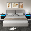 Set 2 Comodini 45x35x52 cm LED a 16 Colori e 4 Modalità con 2 Cassetti in Legno Nero      